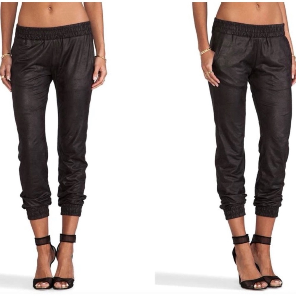 Monrow Women Faux Leather Joggers Sz L